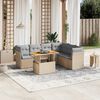 vidaXL 7 Piece Garden Sofa Set with Cushions Beige Poly Rattan
