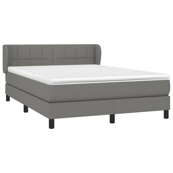 vidaXL Box Spring Bed with Mattress Dark Grey 137x187 cm Double Size Fabric
