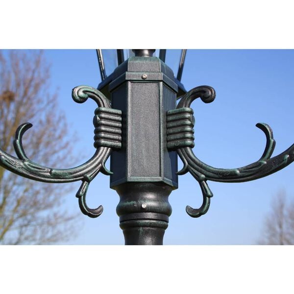 vidaXL Garden Light Post 2-arms 230 cm Dark Green/Black Aluminium