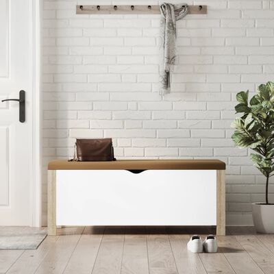 vidaXL Storage Box with Cushion White & Sonoma Oak 105x40x45 cm