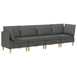 vidaXL Modular Sofa Set with Storage 4 pcs Dark Grey Fabric