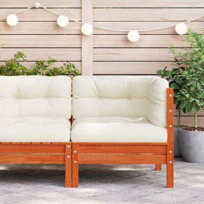 vidaXL Garden Sofa Corner with Cushions Wax Brown Solid Wood Pine