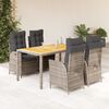 vidaXL 5 Piece Garden Dining Set with Cushions Grey Poly Rattan