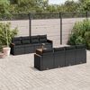 vidaXL 9 Piece Garden Sofa Set with Cushions Black Poly Rattan
