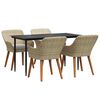 vidaXL Garden Dining Set with Cushion 5 pcs Beige Poly Rattan
