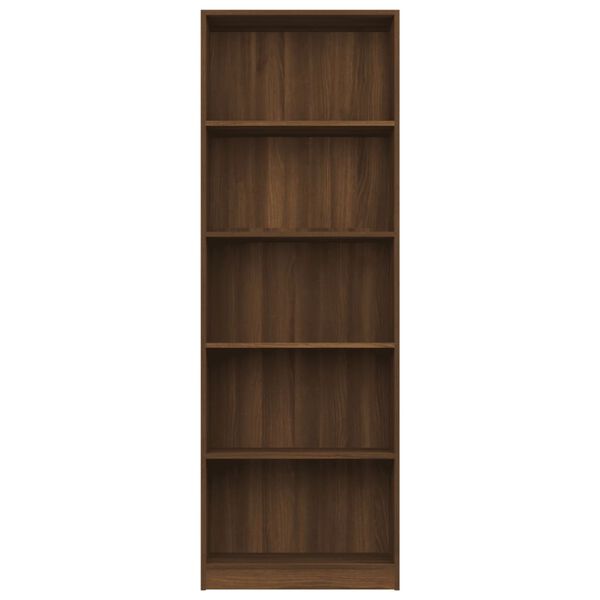 vidaXL 5-Tier Book Cabinet Brown Oak 60x24x175 cm Engineered Wood