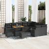 vidaXL Garden Sofa Set Height-Adjustable 12 pcs Black Poly Rattan