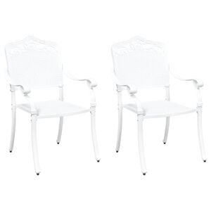 vidaXL Garden Chair 2 pcs White Aluminium