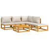 vidaXL 6 Piece Garden Lounge Set with Light Grey Cushions Solid Wood