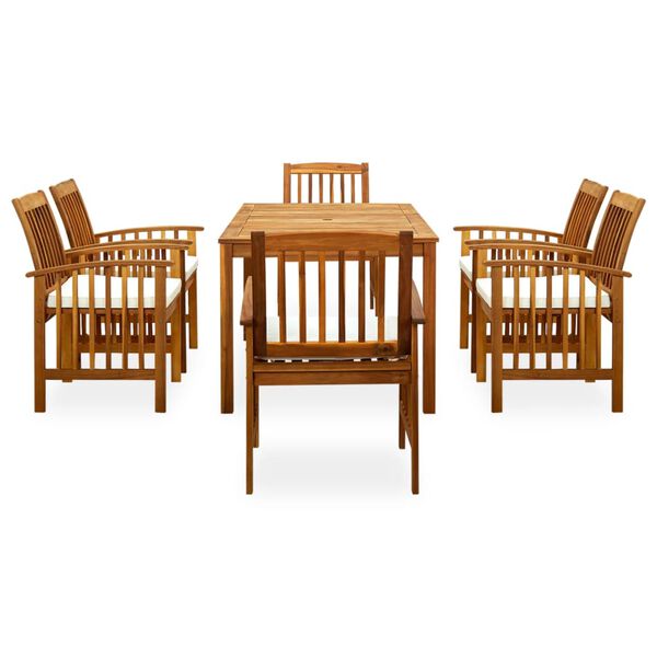 vidaXL 7 Piece Garden Dining Set with Cushions Solid Acacia Wood
