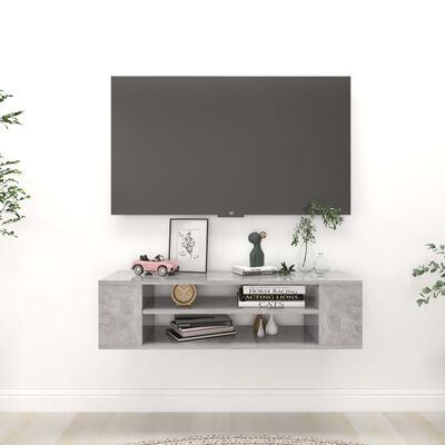 vidaXL Hanging TV Cabinet Concrete Grey 100x30x26.5 cm Engineered Wood
