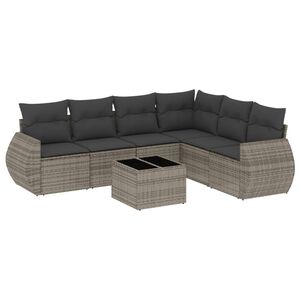 vidaXL 7 Piece Garden Sofa Set with Cushions Grey Poly Rattan