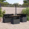vidaXL Garden Sofa Set with Storage 6 pcs Black Poly rattan