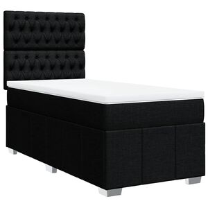 vidaXL Box Spring Bed with Mattress Black King Single Fabric