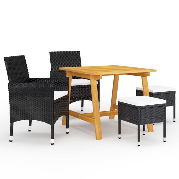 vidaXL 5 Piece Garden Dining Set Black