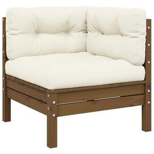 vidaXL Garden Corner Sofa with Cushions Honey Brown Solid Pinewood