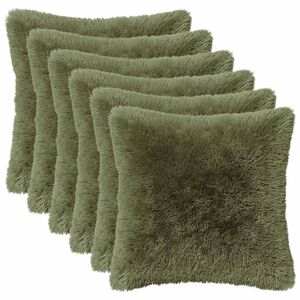 vidaXL Cushion with Pillow HEERLEN 6 pcs Green PV Fleece