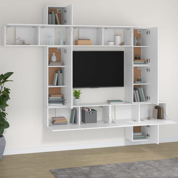 vidaXL 9 Piece TV Cabinet Set White Engineered Wood