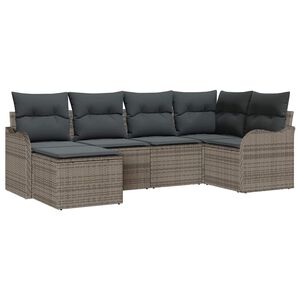 vidaXL Garden Sofa Set 6 pcs Grey Poly Rattan