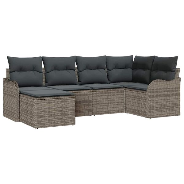 vidaXL Garden Sofa Set 6 pcs Grey Poly Rattan