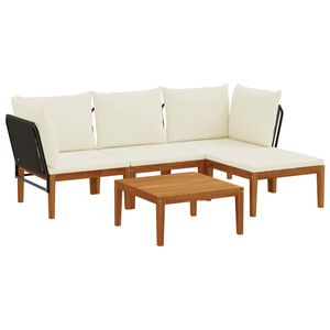 vidaXL 5 pcs Solid Acacia Wood & Rope Natural