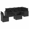 vidaXL 7 Piece Garden Sofa Set with Cushions Black Poly Rattan