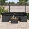 vidaXL Garden Sofa Set with Cushion 7 pcs Black Poly Rattan