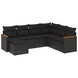 vidaXL 7 Piece Garden Sofa Set with Cushions Grey Poly Rattan