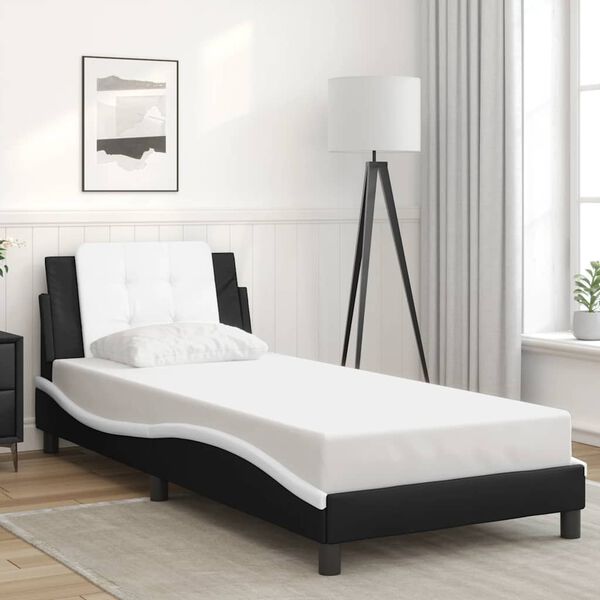 vidaXL Bed Frame without Mattress "Zadar" Black and White 90x190 cm Fabric