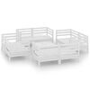 vidaXL 9 Piece Garden Lounge Set White Solid Pinewood