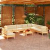 vidaXL 11 Piece Garden Lounge Set with Cream Cushions Solid Pinewood