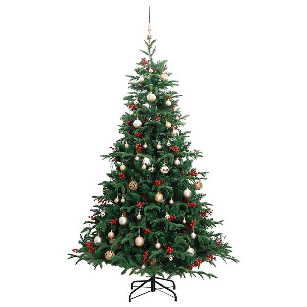 vidaXL Artificial Hinged Christmas Tree 300 LEDs & Ball Set 180 cm