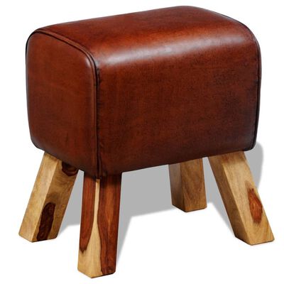 Real Leather Stool Brown 40 x 30 x 45 cm