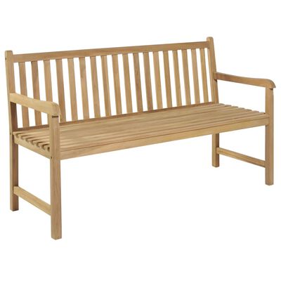 vidaXL Garden Bench with Green Cushion 150 cm Solid Teak Wood