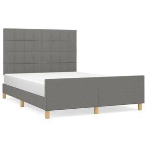 vidaXL Bed Frame without Mattress Dark Grey 137x190cm Full Fabric