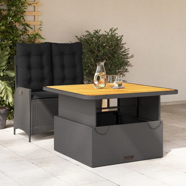 vidaXL 2 Piece Garden Dining Set with Cushions Black Poly Rattan