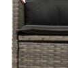 vidaXL Reclining Garden Chairs 2 pcs with Cushions Grey Poly Rattan