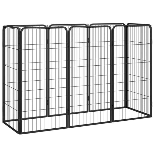 vidaXL 8-Panel Dog Playpen Black 50x100 cm Powder-coated Steel