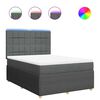 vidaXL Box Spring Bed with Mattress Dark Grey Queen Fabric