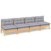 vidaXL 4-Seater Garden Sofa with Grey Cushions Solid Pinewood