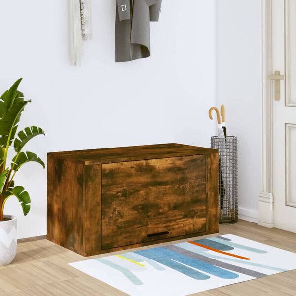 vidaXL Wall-mounted Shoe Cabinet Smoked Oak 70x35x38 cm Solid Wood Pine