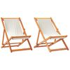 vidaXL Folding Beach Chairs 2 pcs Cream White Fabric