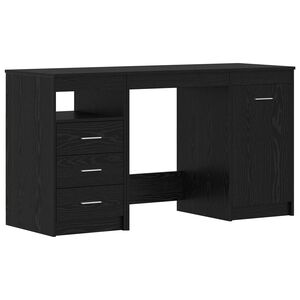 vidaXL Desk with Door 2 pcs Black Oak 140 x 50 x 76 cm Engineered Wood