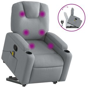 vidaXL Stand up Massage Recliner Chair Light Grey Fabric