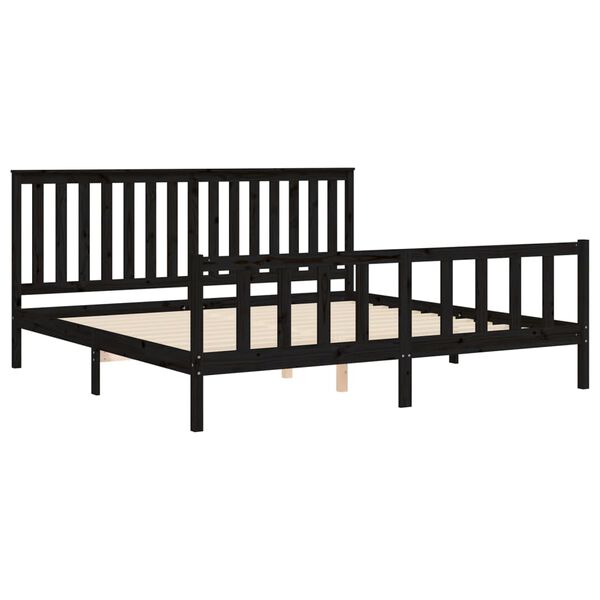 vidaXL Bed Frame without Mattress Black Solid Wood Pine Super King Size