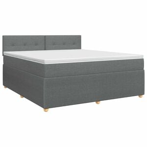 vidaXL Box Spring Bed with Mattress Dark Grey 153 x 203 cm Fabric
