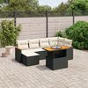 vidaXL 7 Piece Garden Sofa Set with Cushions Black Poly Rattan