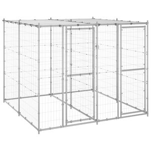 vidaXL Outdoor Dog Kennel Galvanised Steel with Roof 4.84 m&sup2;