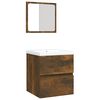 vidaXL Bathroom Sink Cabinet with Basin and Mirror Smoked Oak