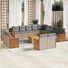 vidaXL 14 Piece Garden Sofa Set with Cushions Beige Poly Rattan